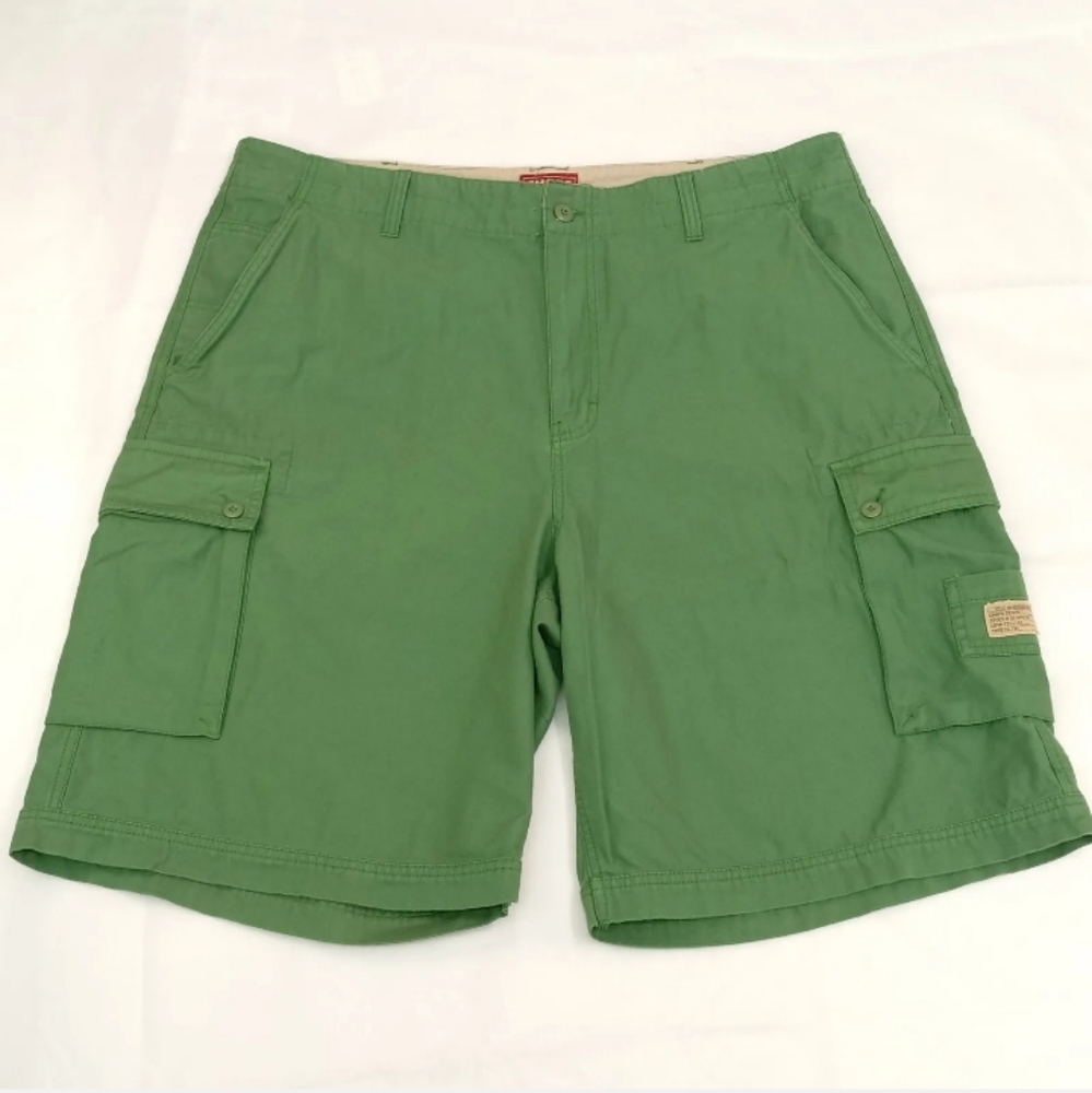 Men's Sz 40 CHAPS DENIM Green Cargo Pockets 100% Cotton Twill Shorts Exc Cond!
